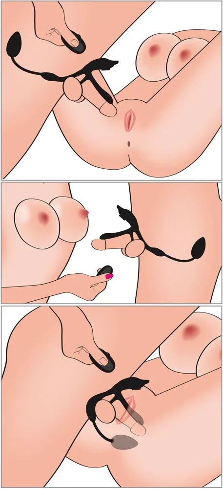 Paarvibrator "RC Multi Function" aus Silikon - mit Analvibrator (schwarz)