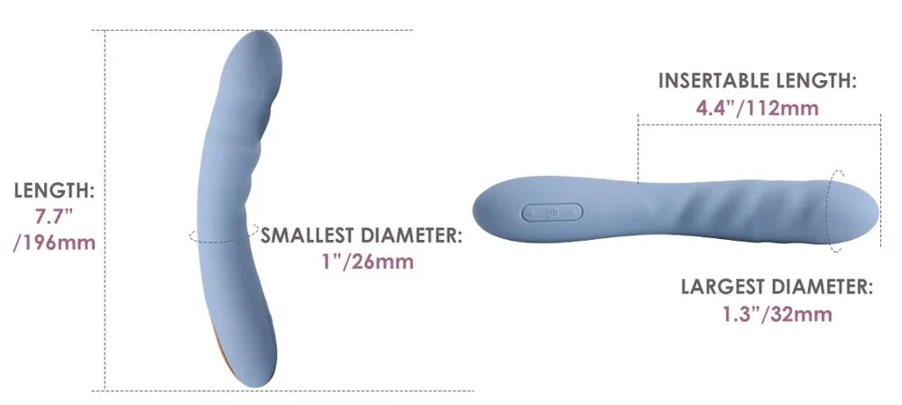 Silicone vibrator "Ava Neo" - with stimulation waves, 19.6 cm (blue)