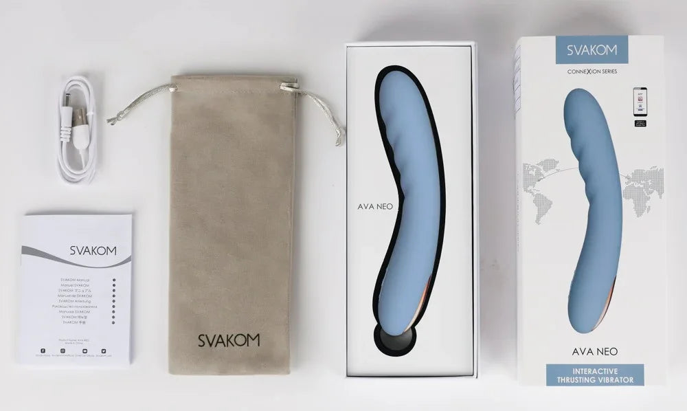 Silicone vibrator "Ava Neo" - with stimulation waves, 19.6 cm (blue)