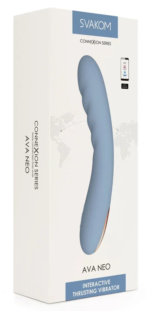 Silicone vibrator "Ava Neo" - with stimulation waves, 19.6 cm (blue)