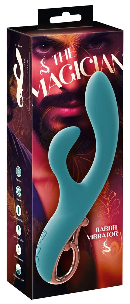 Vibrator „The Magician Rabbit“ aus Liquid-Silikon – 22,5 cm (türkis)
