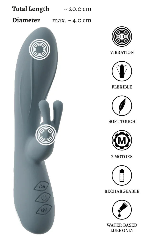 Rabbit-Vibrator „VELINA“ – 2 Motoren & 10 Vibrationsprogramme (blau)