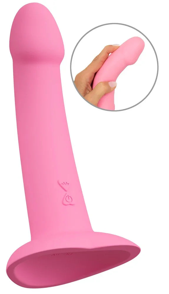 Rosa Vibrator mit Saugnapf, flexibel, aus Silikon, für Intimmassage, Nahaufnahme