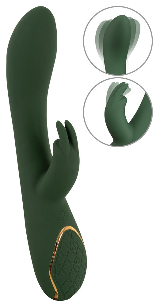 Rabbit Vibrator "Luxurious" made of silicone - soft-touch texture 23 cm (green)