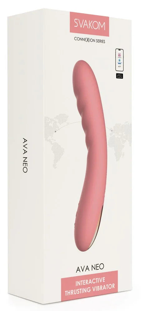 Silicone vibrator "Ava Neo" - with stimulation waves, 19.6 cm (pink)