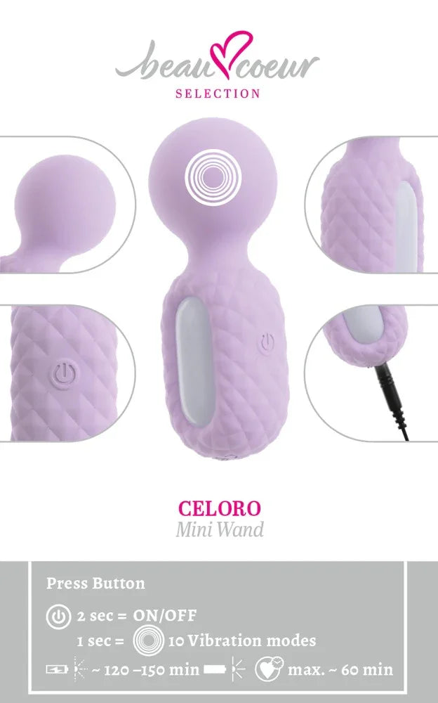 Massager „Celoro Mini Wand“ aus Silikon – 20.9 cm (lila)