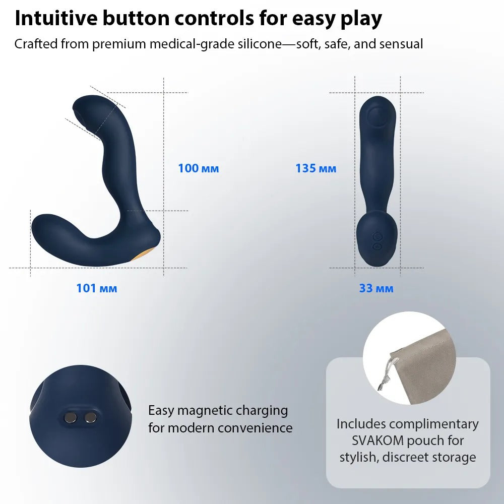 Silicone Prostate Vibrator "Iker Neo" - with 2 Motors Ø 3.1 cm (blue)