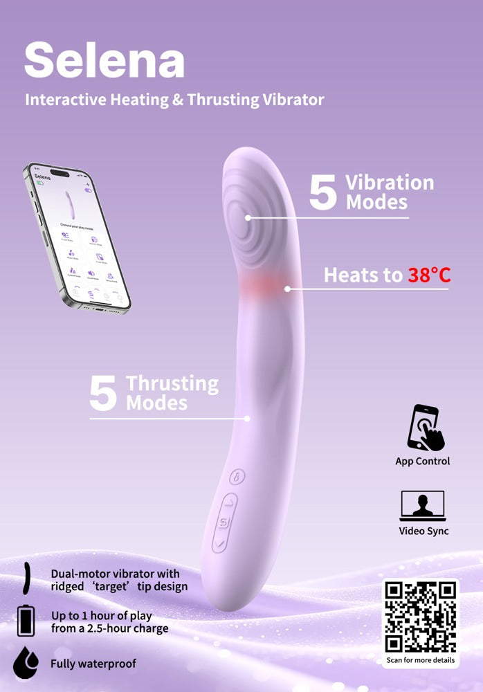 Vibrator "Selena" aus Silikon - mit Stossvibratorion 21 cm (lila)