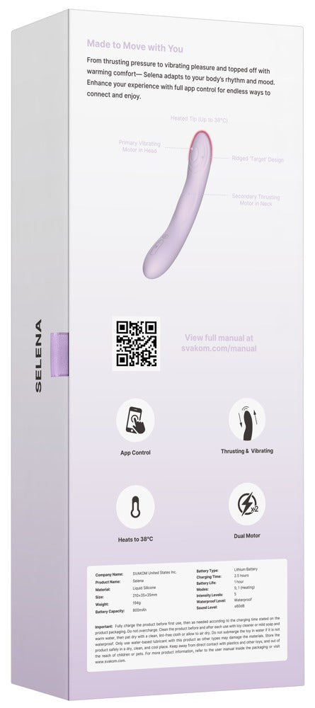 Vibrator "Selena" aus Silikon - mit Stossvibratorion 21 cm (lila)