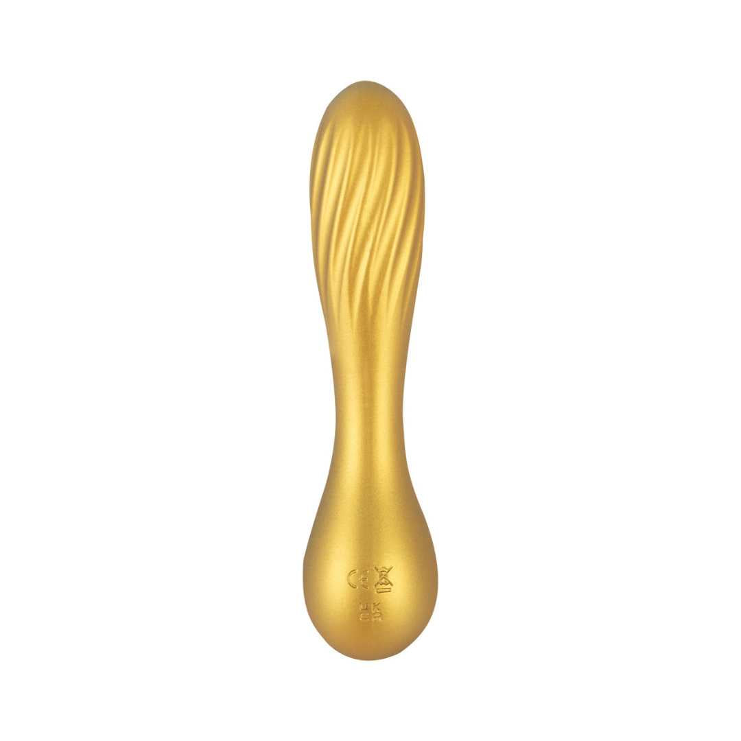 Vibrator "Flexible Swirl" made of silicone - with movable grooved head 16 cm (yellow)