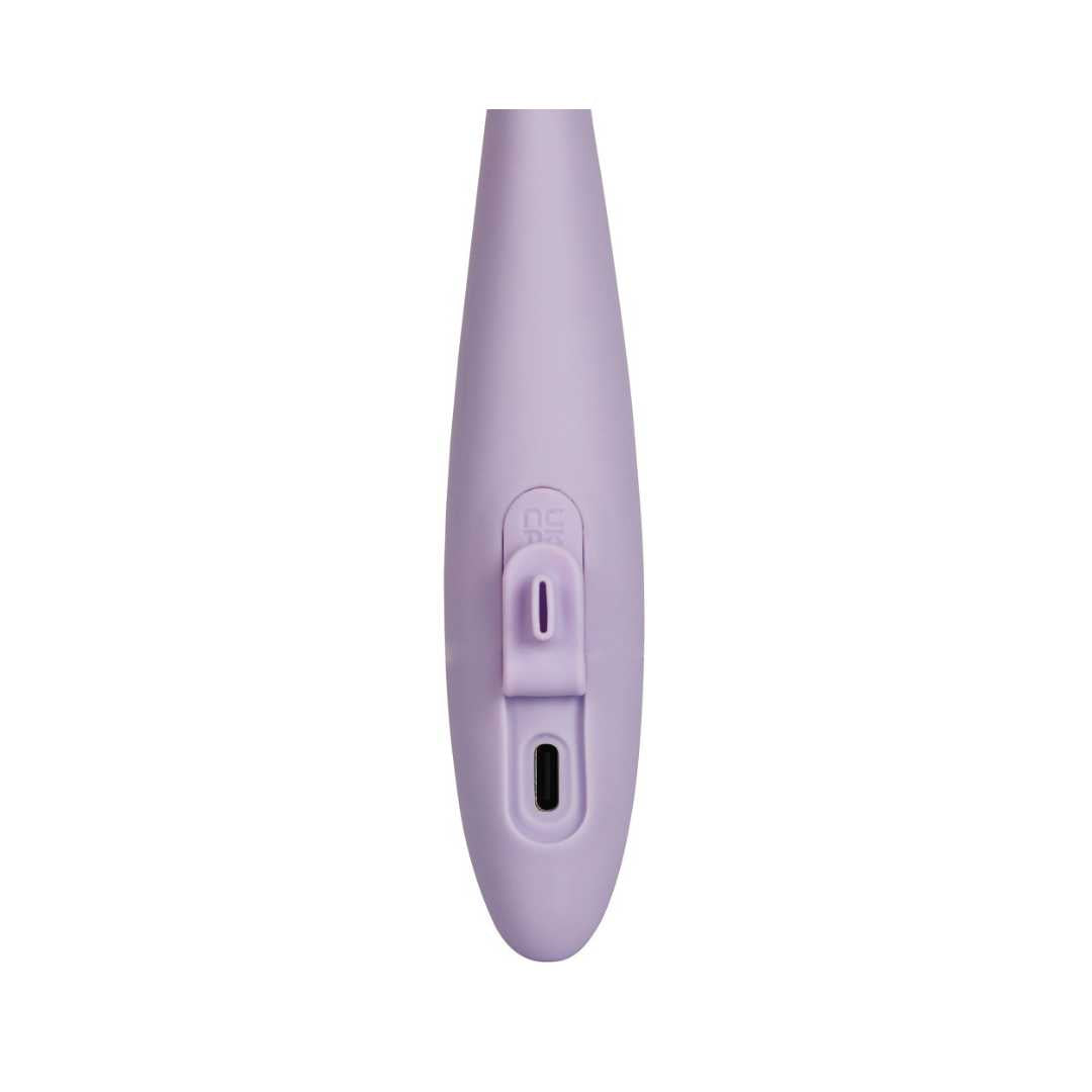 Vibrator with clitoris stimulator "Cici+ 2" made of silicone - with ribbed massage head 17.8 cm (purple)