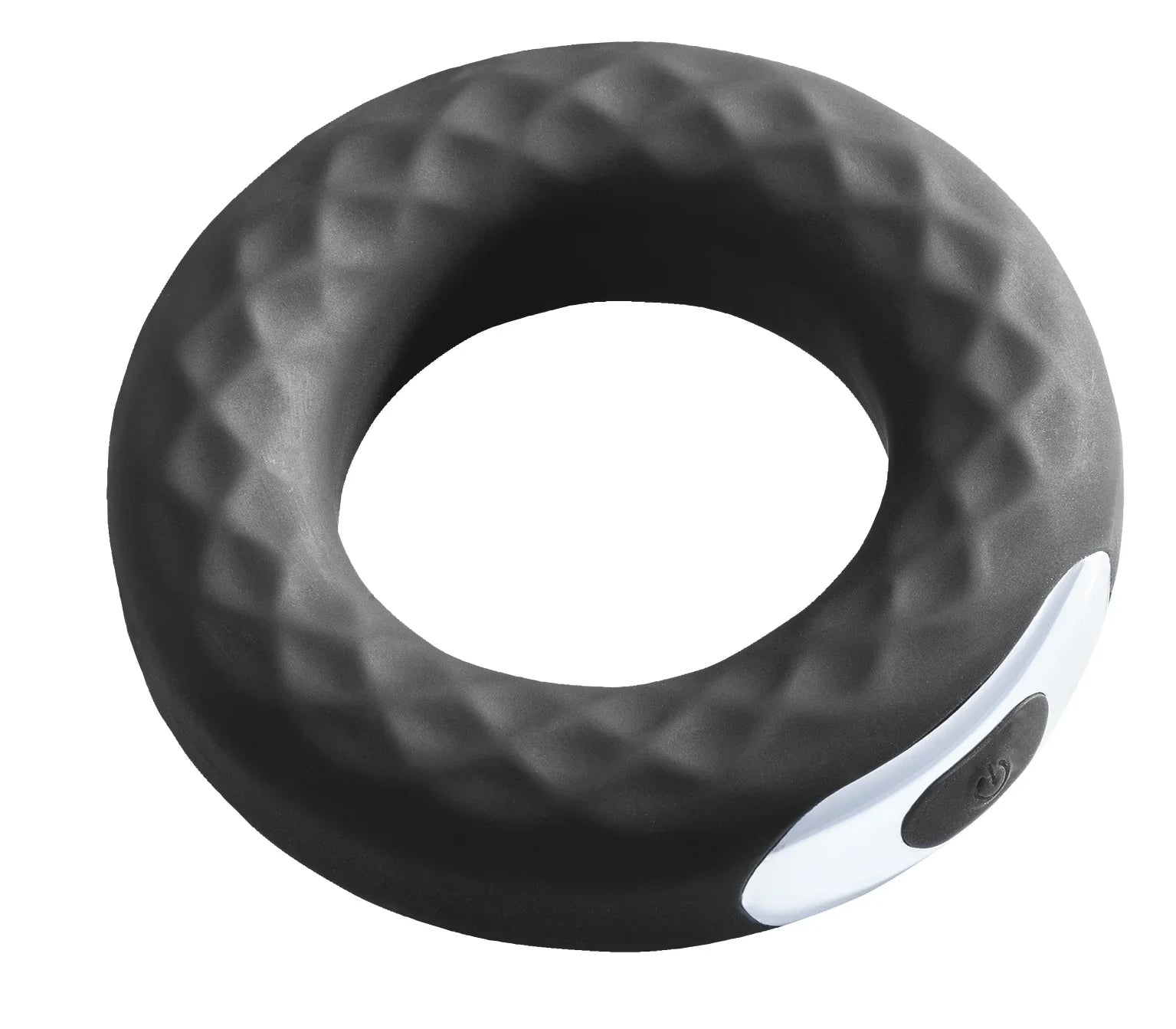 Vibrierender Penisring aus schwarzem Silikon, strukturierte Oberfläche, Sexspielzeug
