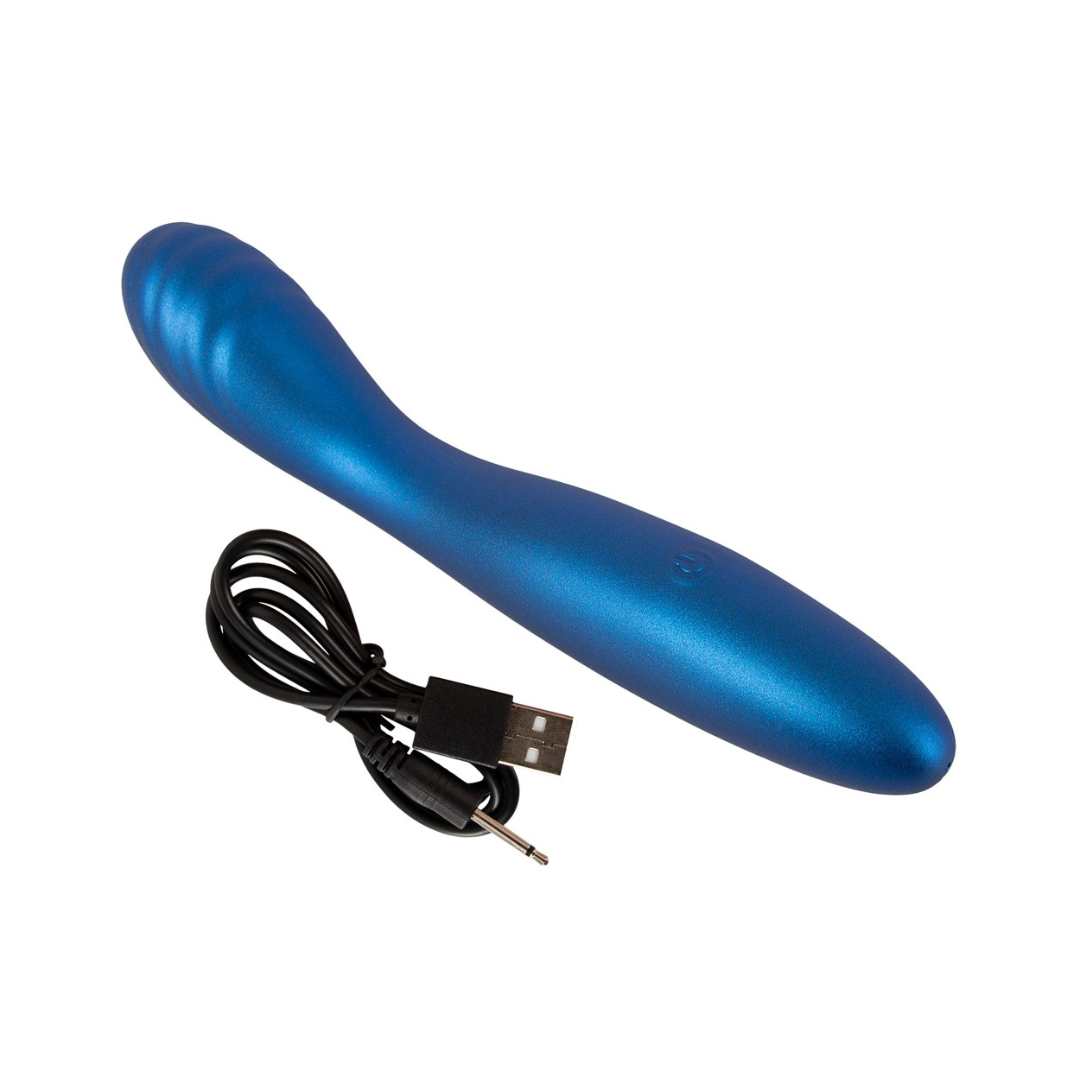 G-spot vibrator made of silicone - with curved groove massage head 18 cm (blue)