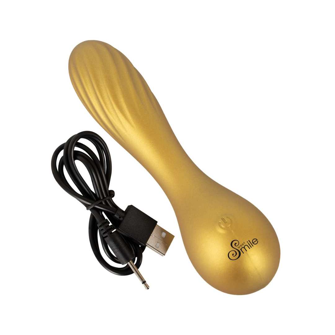 Vibrator "Flexible Swirl" made of silicone - with movable grooved head 16 cm (yellow)