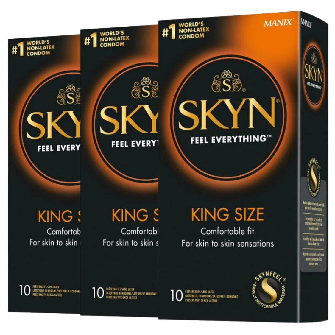 3-pack "King Size" XXL condoms - latex-free & vegan (Ø 56 mm/3x10 pcs.) by SKYN
