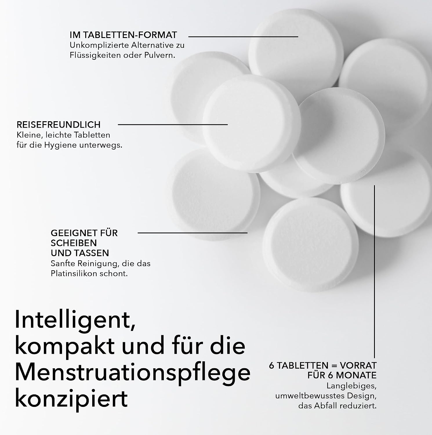 Reinigungsmittel "DISK TABS" für Menstruationsdisks (6 Tabs)