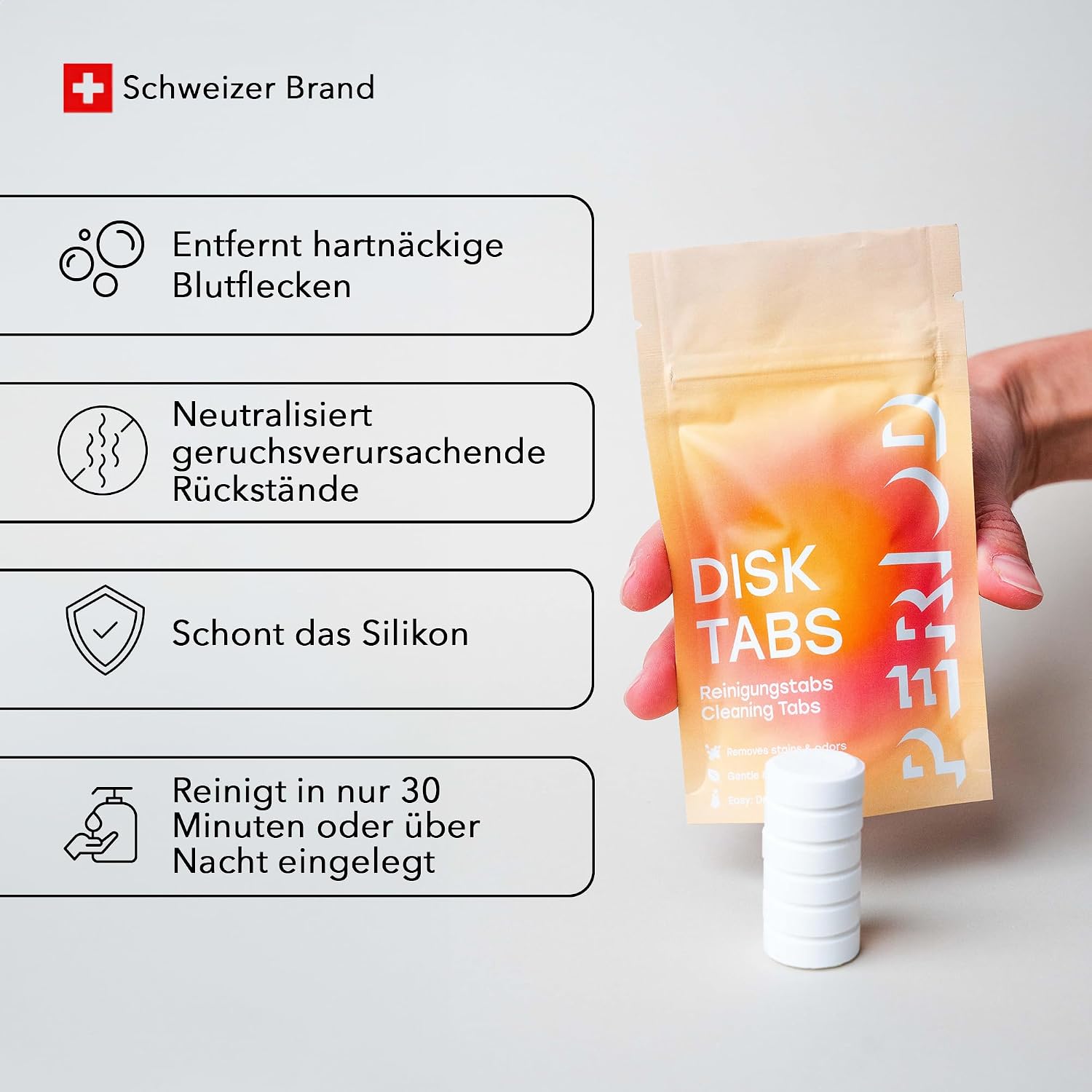 Reinigungsmittel "DISK TABS" für Menstruationsdisks (6 Tabs)