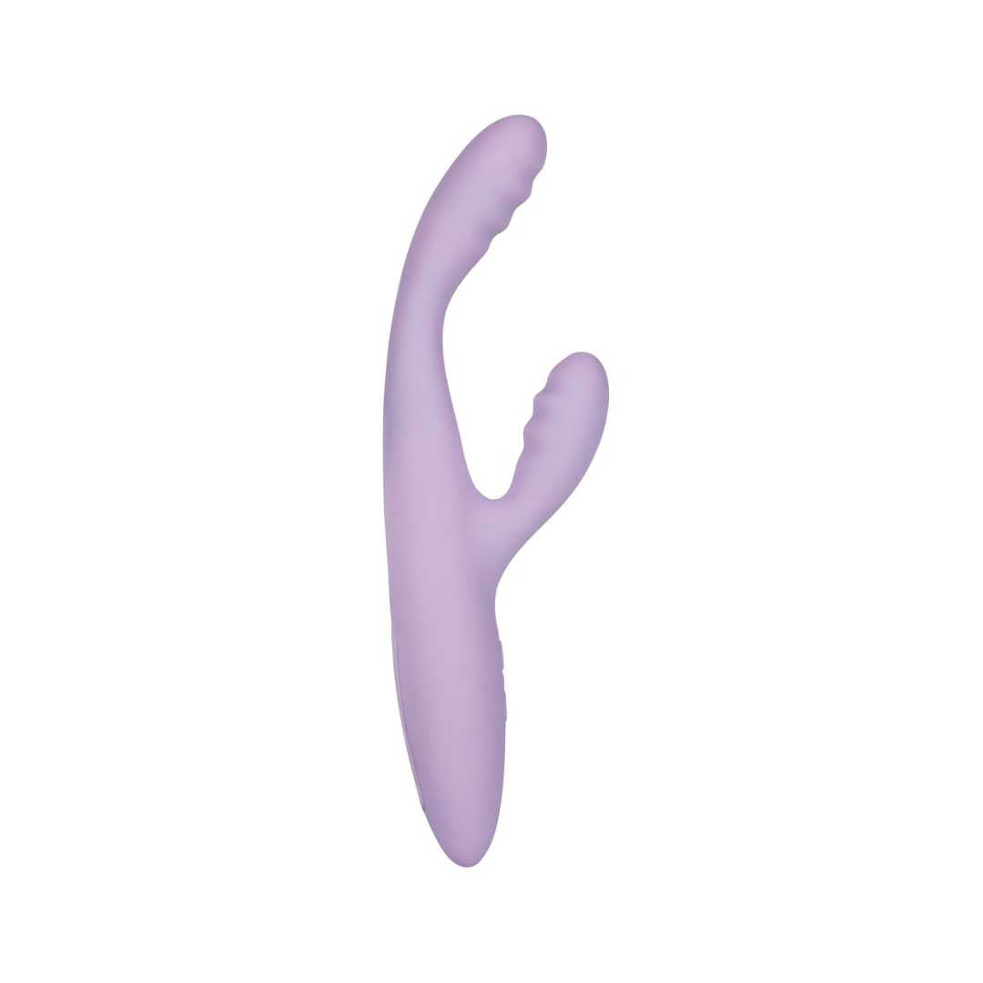 Vibrator with clitoris stimulator "Cici+ 2" made of silicone - with ribbed massage head 17.8 cm (purple)