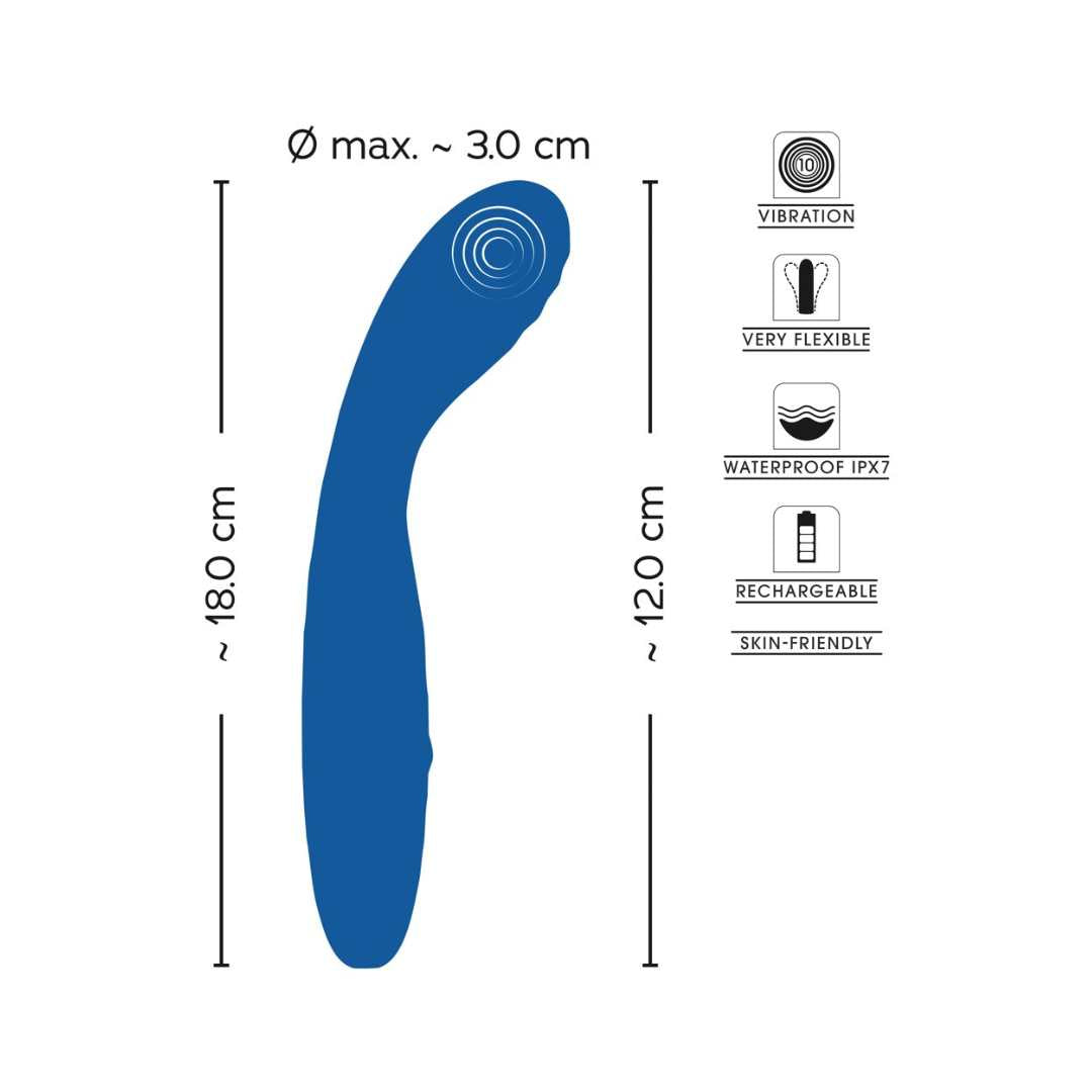 G-spot vibrator made of silicone - with curved groove massage head 18 cm (blue)