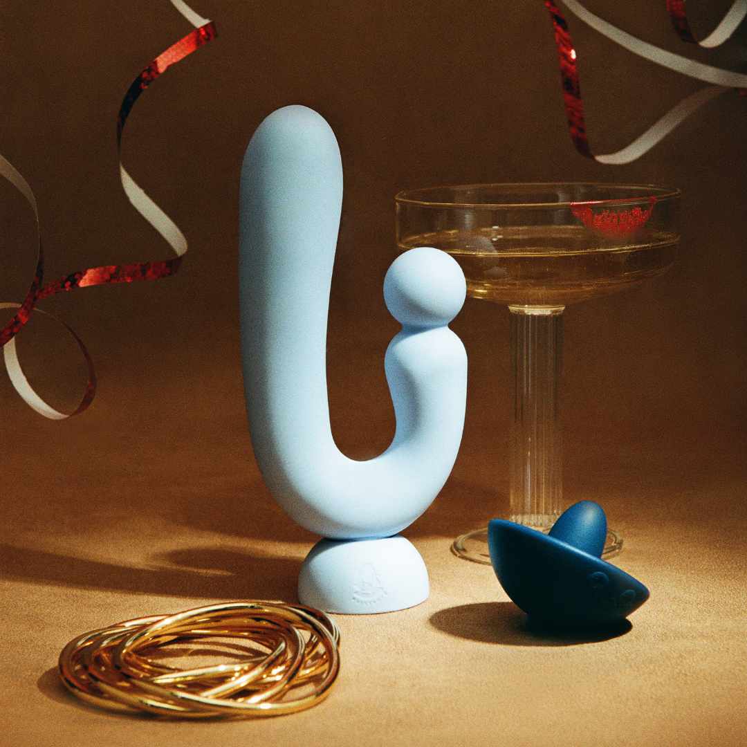 Rabbit vibrator "Chouchou" made of medical silicone - 18.1 cm (light blue)