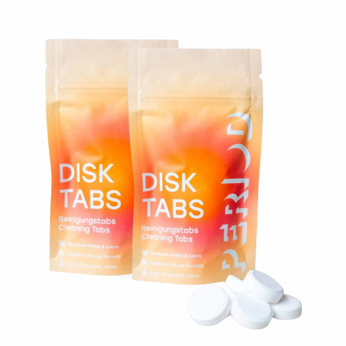 Zwei Packungen PERIOD Disk Tabs Reinigungstabs für Menstruationsdisks mit einzelnen Tabs.
