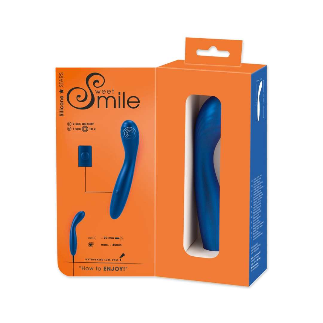 G-spot vibrator made of silicone - with curved groove massage head 18 cm (blue)