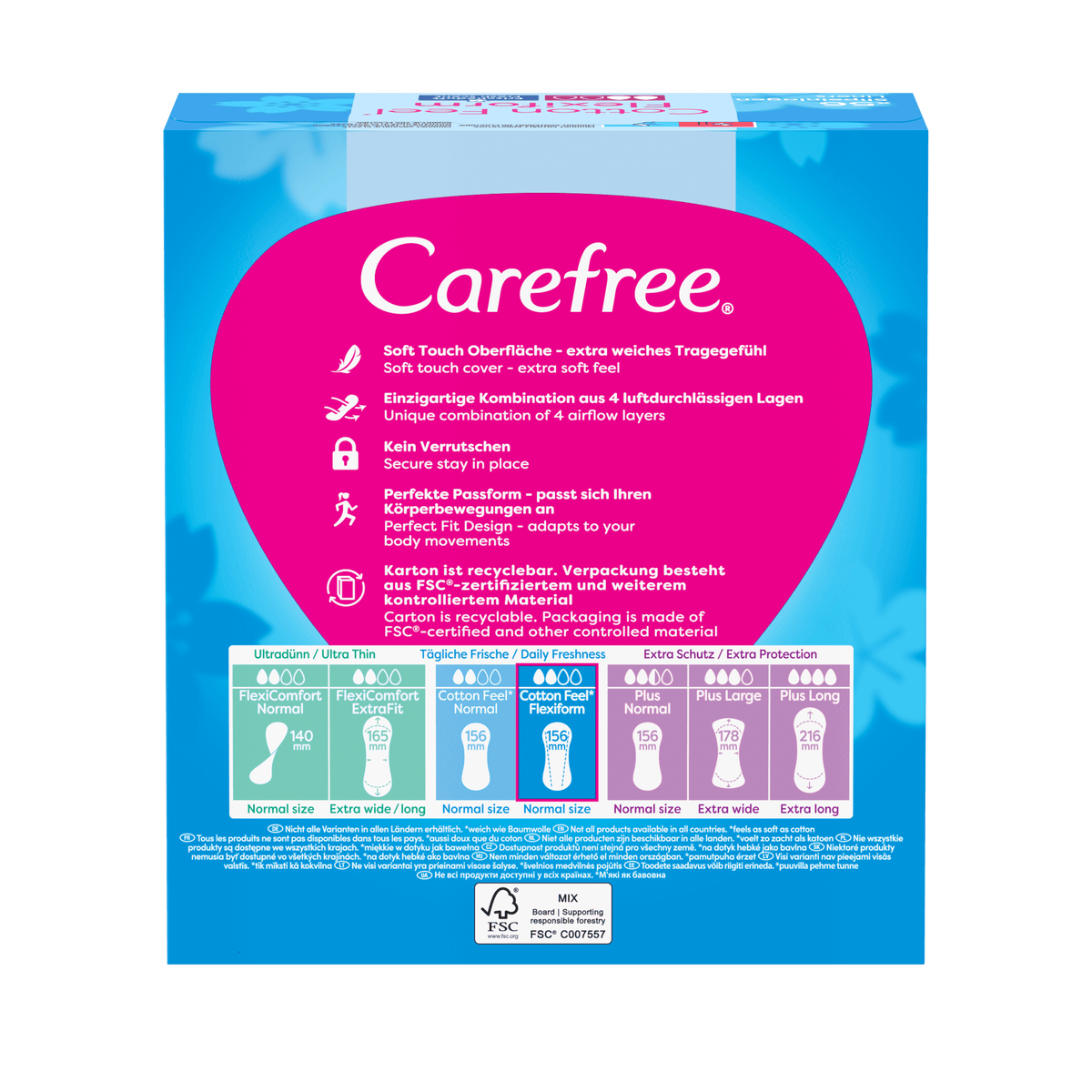 Protège-slips « Cotton Feel Flexiform Parfum Frais 56 pièces » – Forme flexible de Carefree®