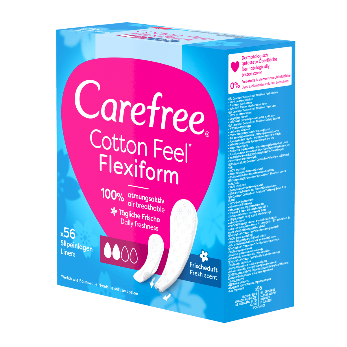 Protège-slips « Cotton Feel Flexiform Parfum Frais 56 pièces » – Forme flexible de Carefree®