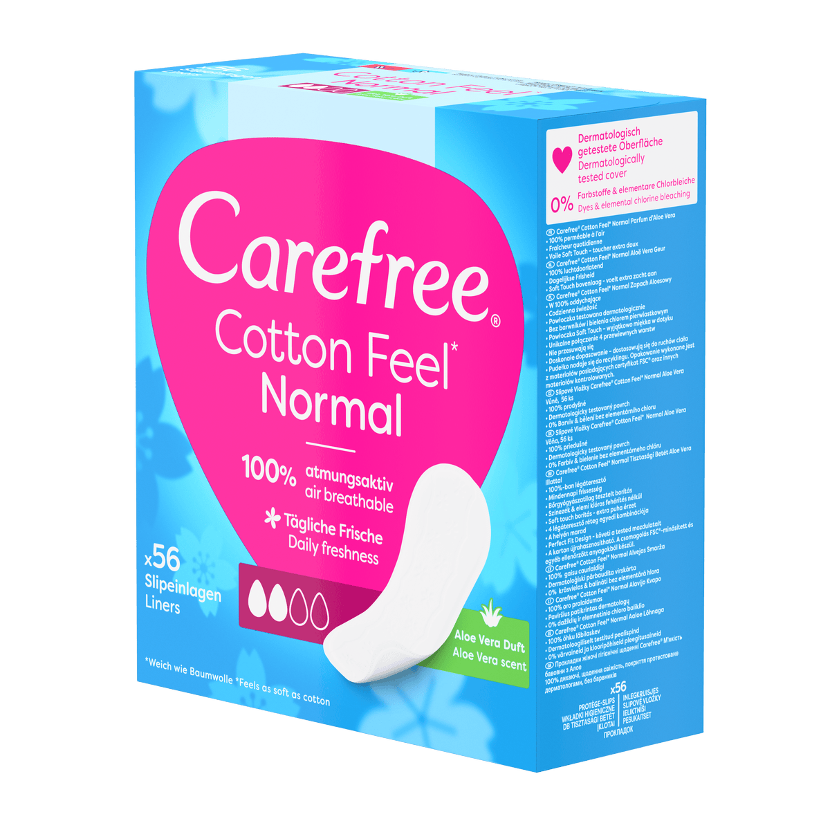 Slipeinlagen "Cotton Feel Normal Aloe 56 Stück" – Mit Aloe-Vera-Duft von Carefree®