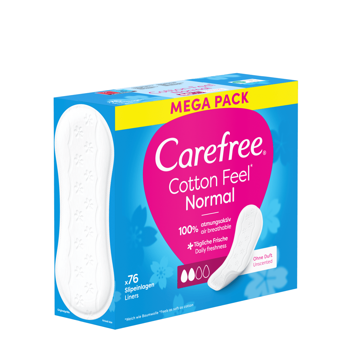 Protège-slips « Cotton Feel Normal sans parfum 76 pièces » – Confort au quotidien de Carefree®