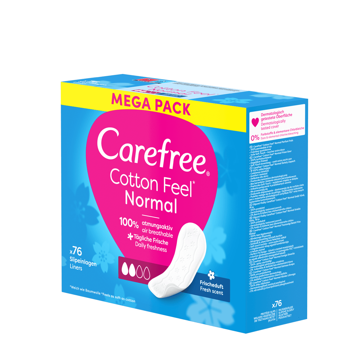 Pantyliners "Cotton Feel Normal Fresh Scent 76 count" – Long-lasting freshness from Carefree®
