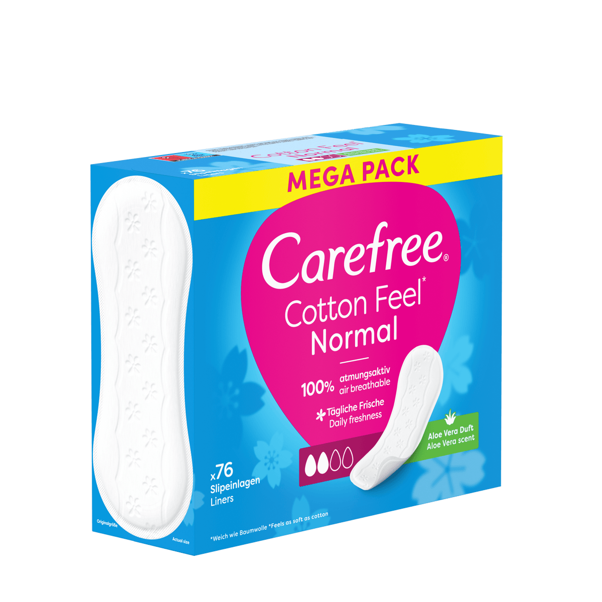 Protège-slips « Cotton Feel Normal Aloe 76 pièces » – Confort au parfum d'aloe vera de Carefree®