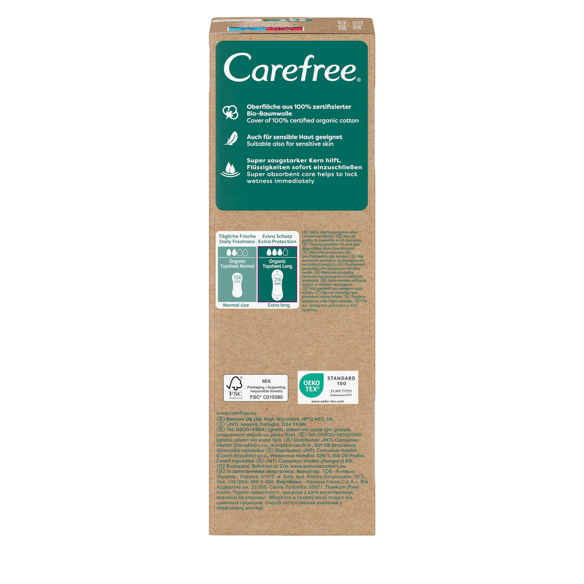 Slipeinlagen "Organic Long ohne Duft 24 Stück" – Mit Bio-Baumwolle von Carefree®