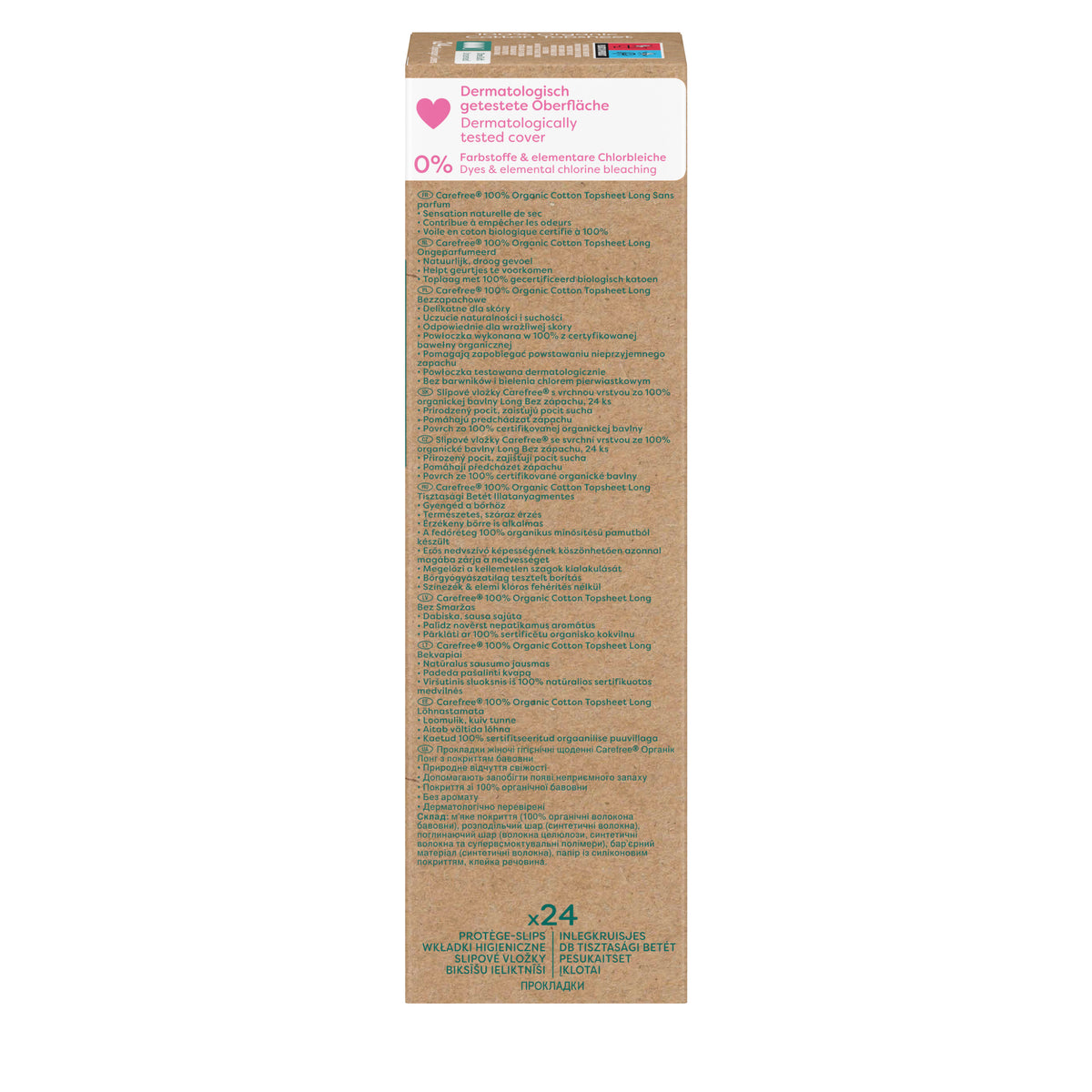 Slipeinlagen "Organic Long ohne Duft 24 Stück" – Mit Bio-Baumwolle von Carefree®