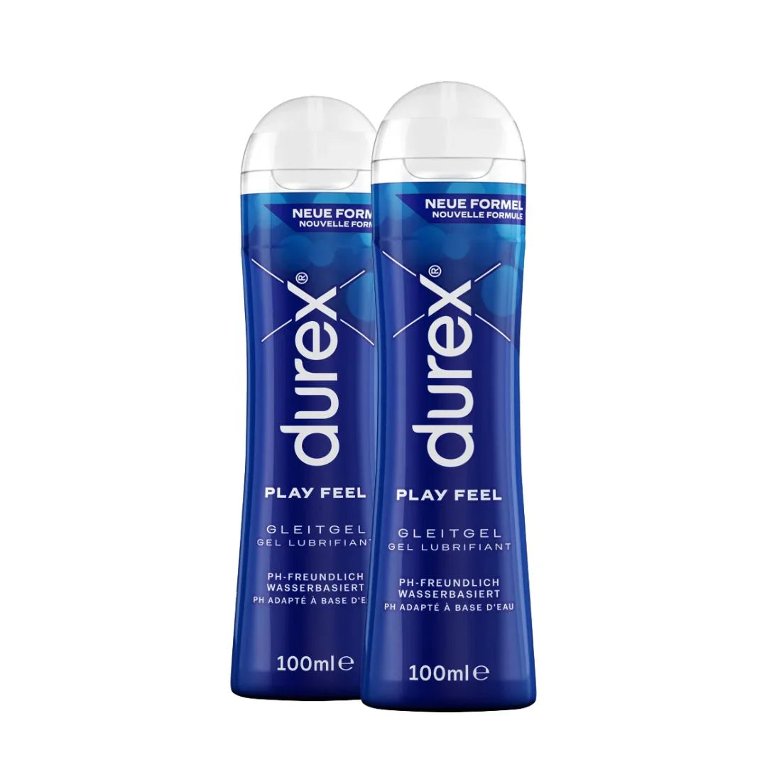Zwei Durex Gleitgel Play Feel Flaschen, wasserbasiert, 100ml, für ein angenehmes Liebesleben