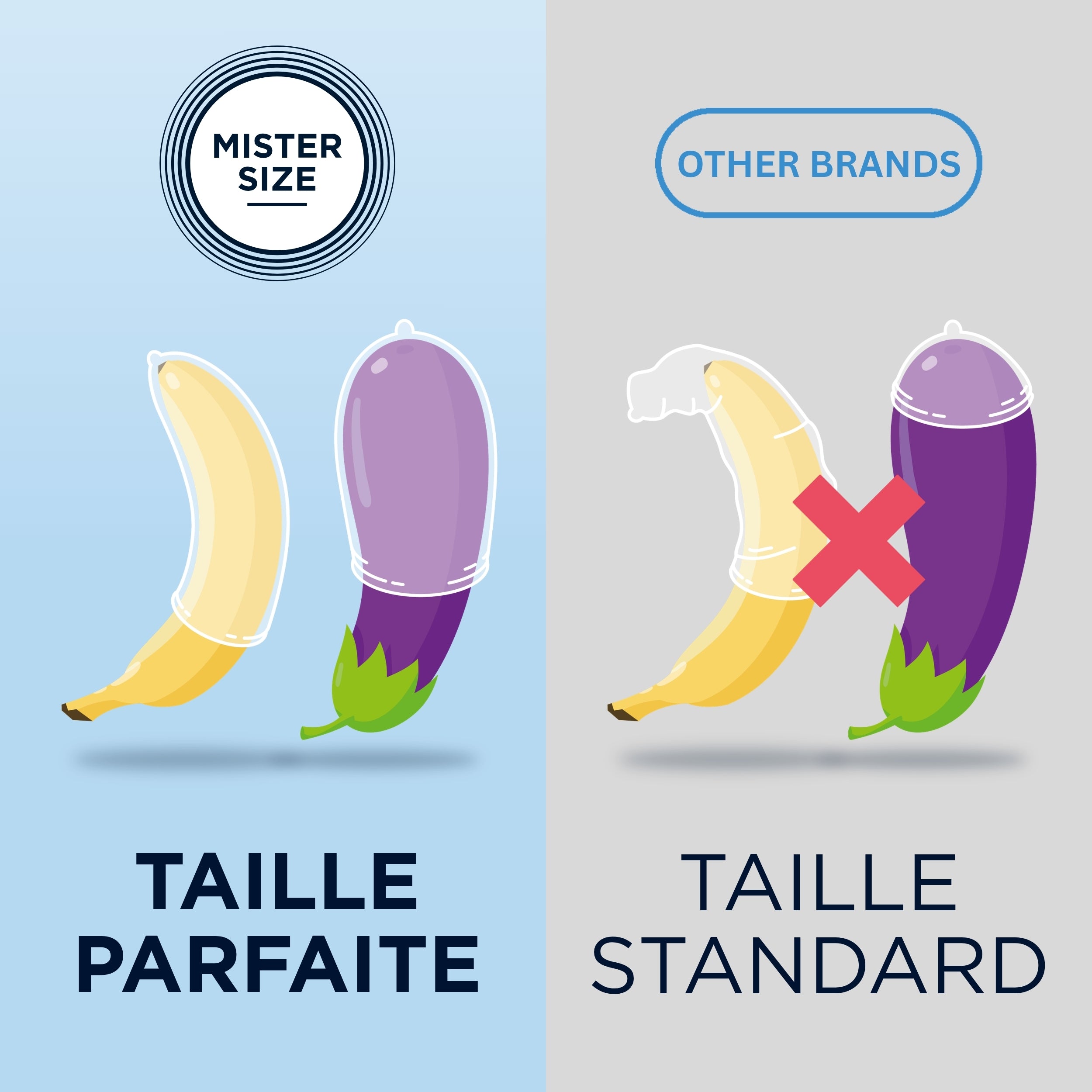 Préservatifs en latex de caoutchouc naturel - extra fin et tactile (Ø 60mm/36pcs.) de Mister Size