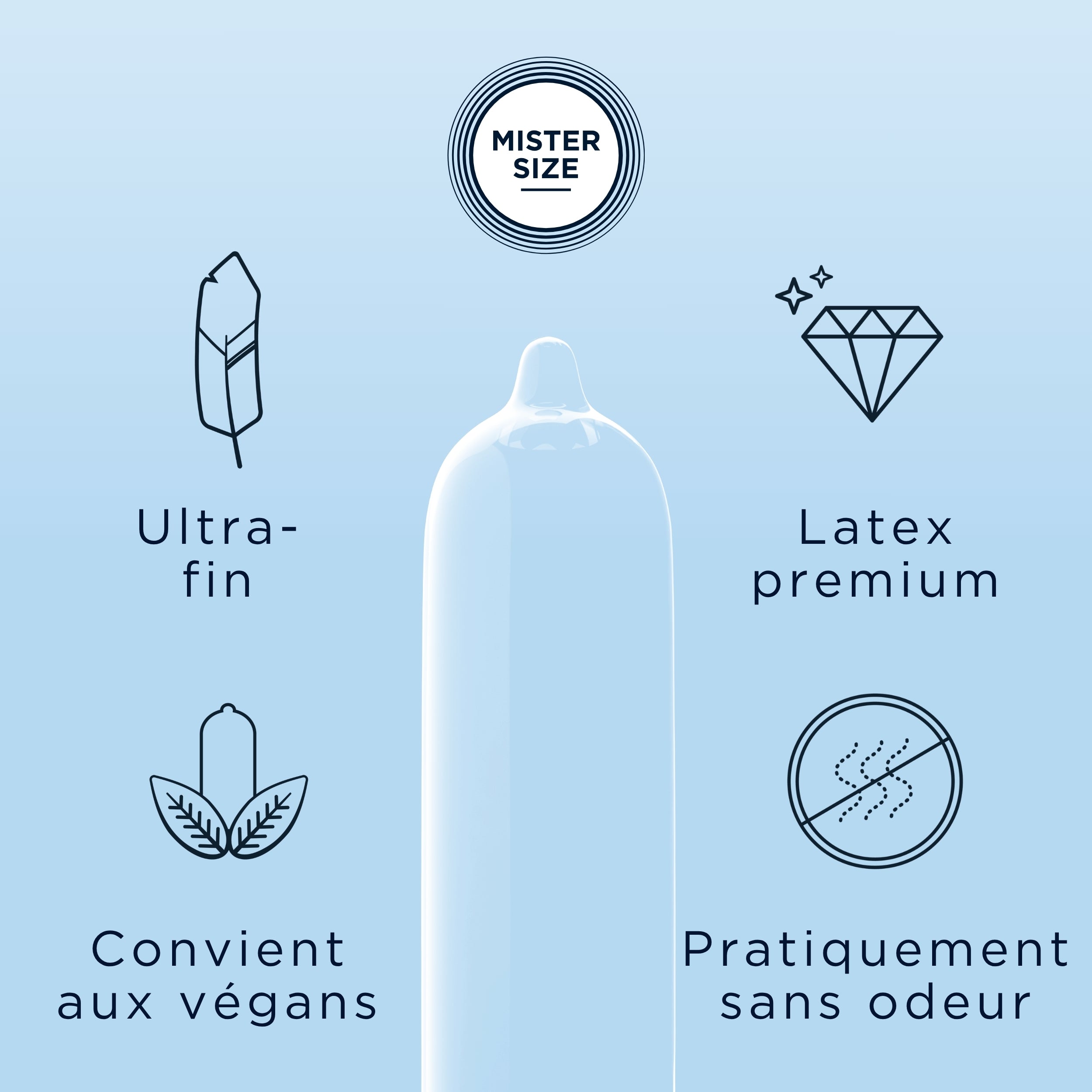 Préservatifs en latex de caoutchouc naturel - extra fin et tactile (Ø 57mm/36pcs.) de Mister Size