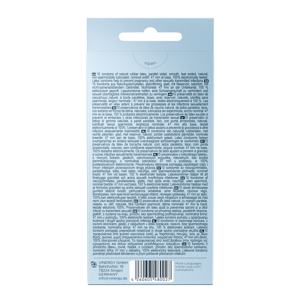 Préservatifs en latex de caoutchouc naturel - extra fin & tactile (Ø 47mm/10 pièces) de Mister Size