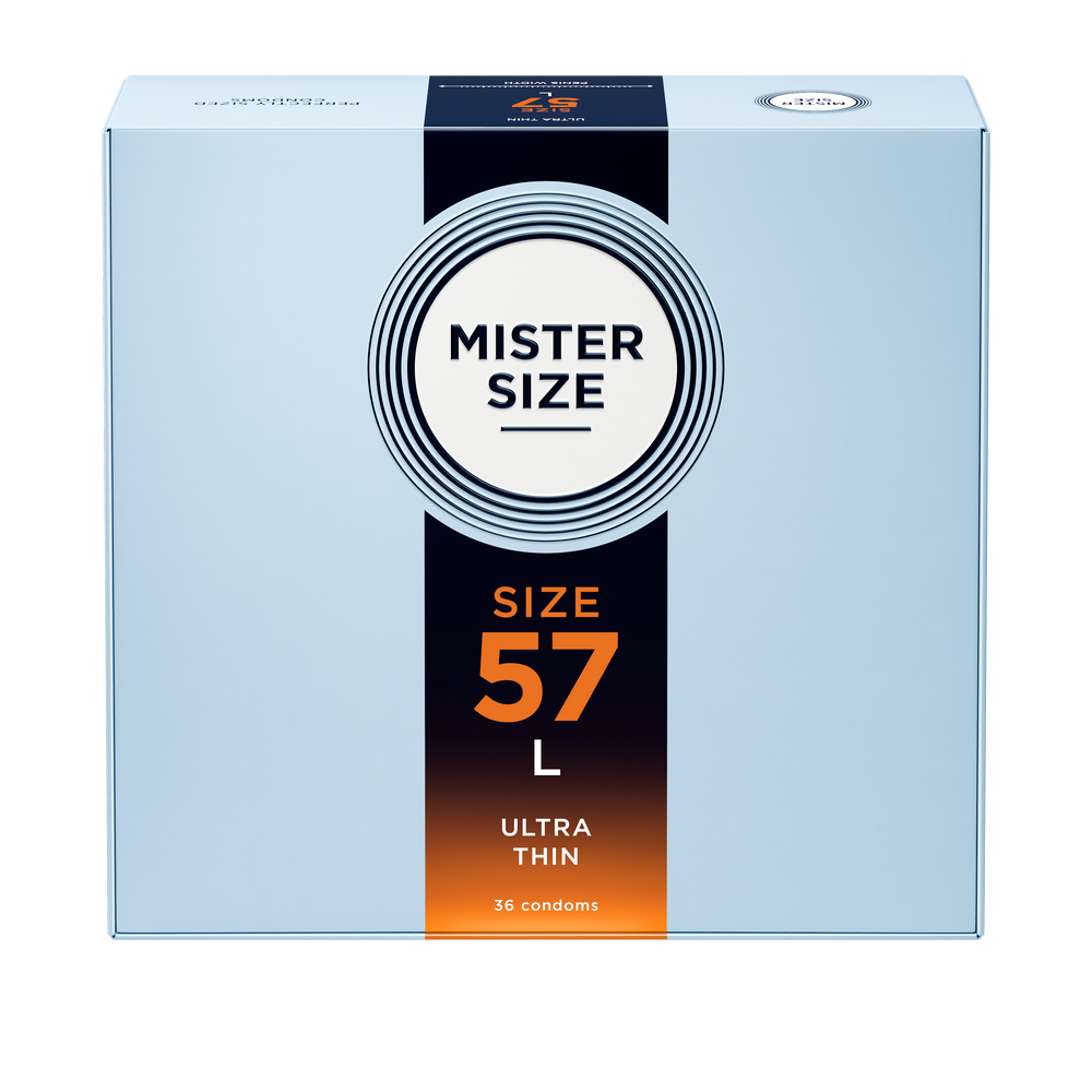 Préservatifs en latex de caoutchouc naturel - extra fin et tactile (Ø 57mm/36pcs.) de Mister Size
