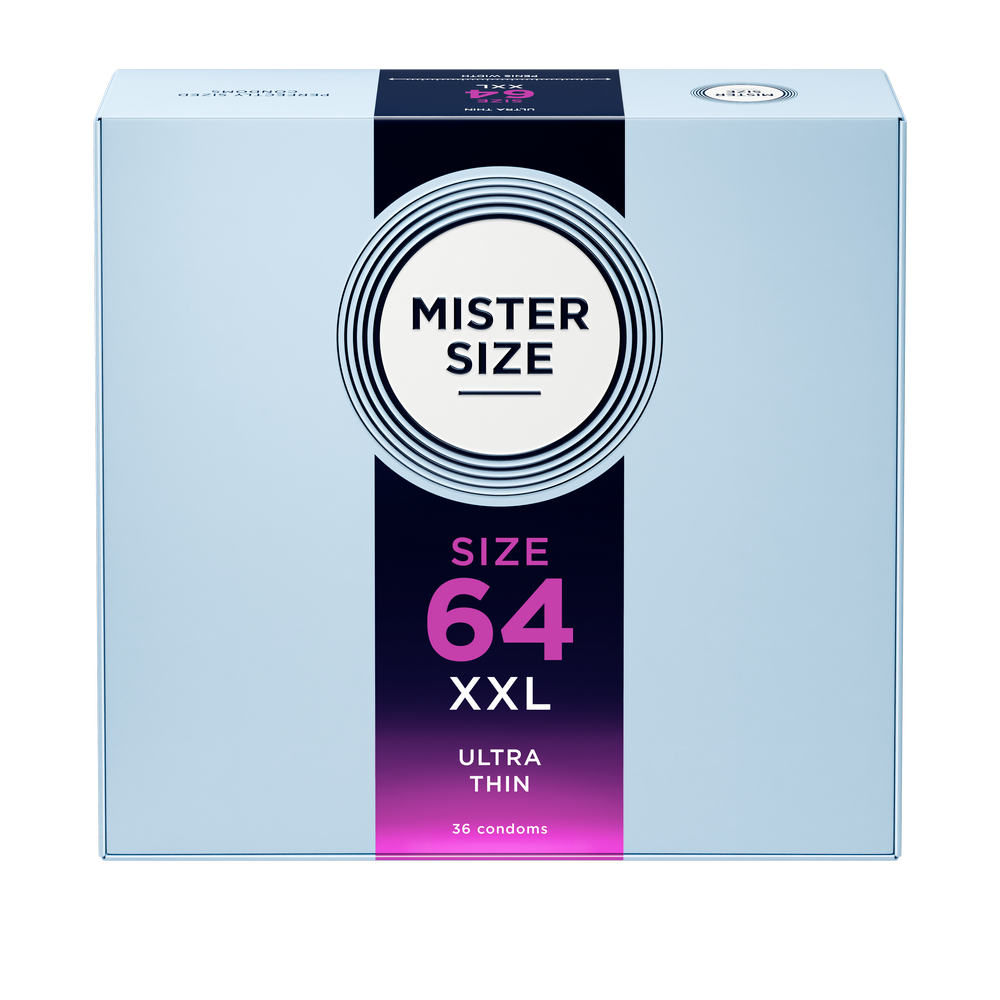 Préservatifs en latex de caoutchouc naturel - extra fin et tactile (Ø 64mm/36pcs.) de Mister Size