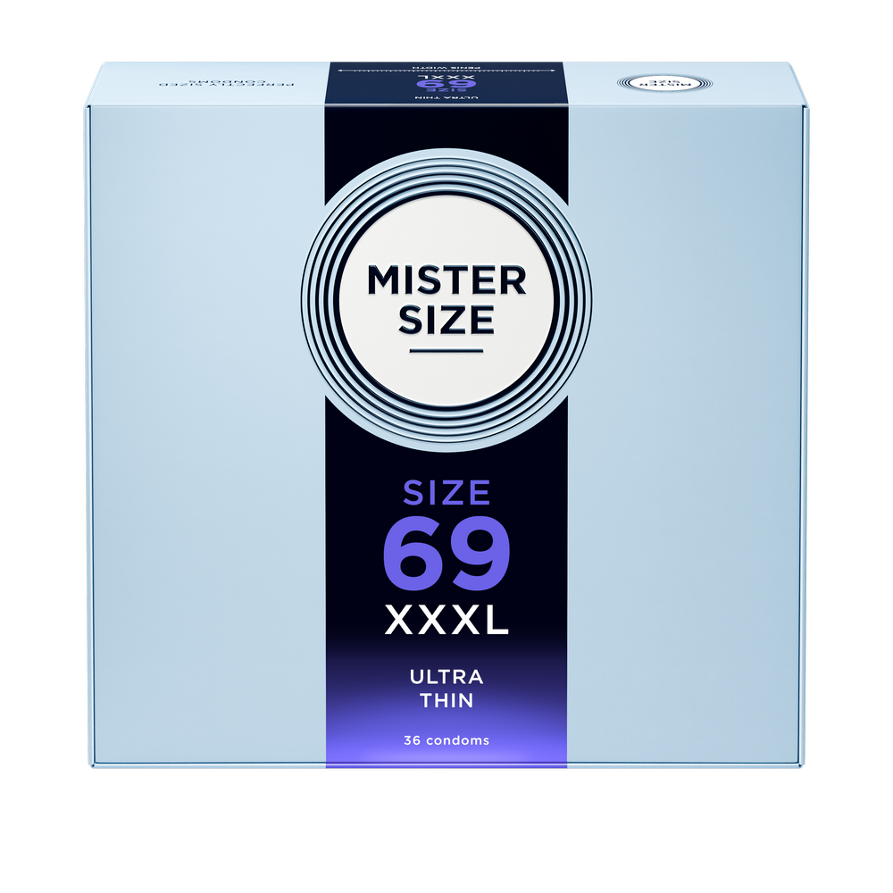 Préservatifs en latex de caoutchouc naturel - extra fin et tactile (Ø 69mm/36pcs.) de Mister Size
