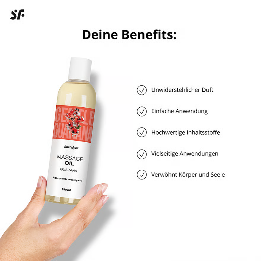 SATISFYER Massageöl - Guarana-Aroma - für alle Hauttypen (250 ml)