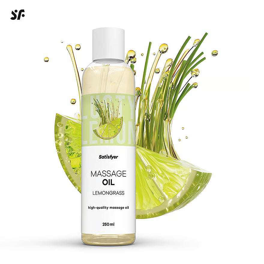SATISFYER Massage Oil - Lemongrass Aroma - for all skin types (250 ml)