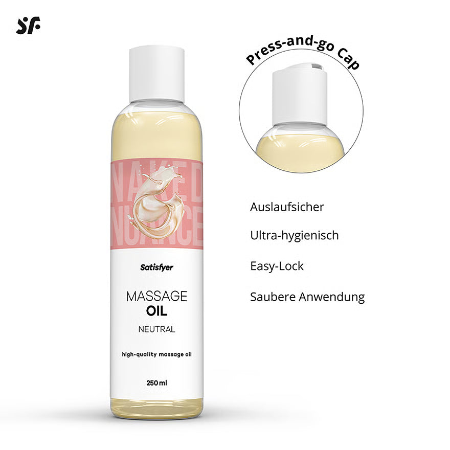 SATISFYER Massageöl - Duftfreies-Aroma - für alle Hauttypen (250 ml)