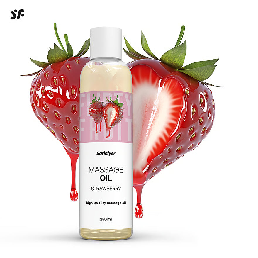 SATISFYER Massageöl - Erdbeer-Aroma - für alle Hauttypen (250 ml)