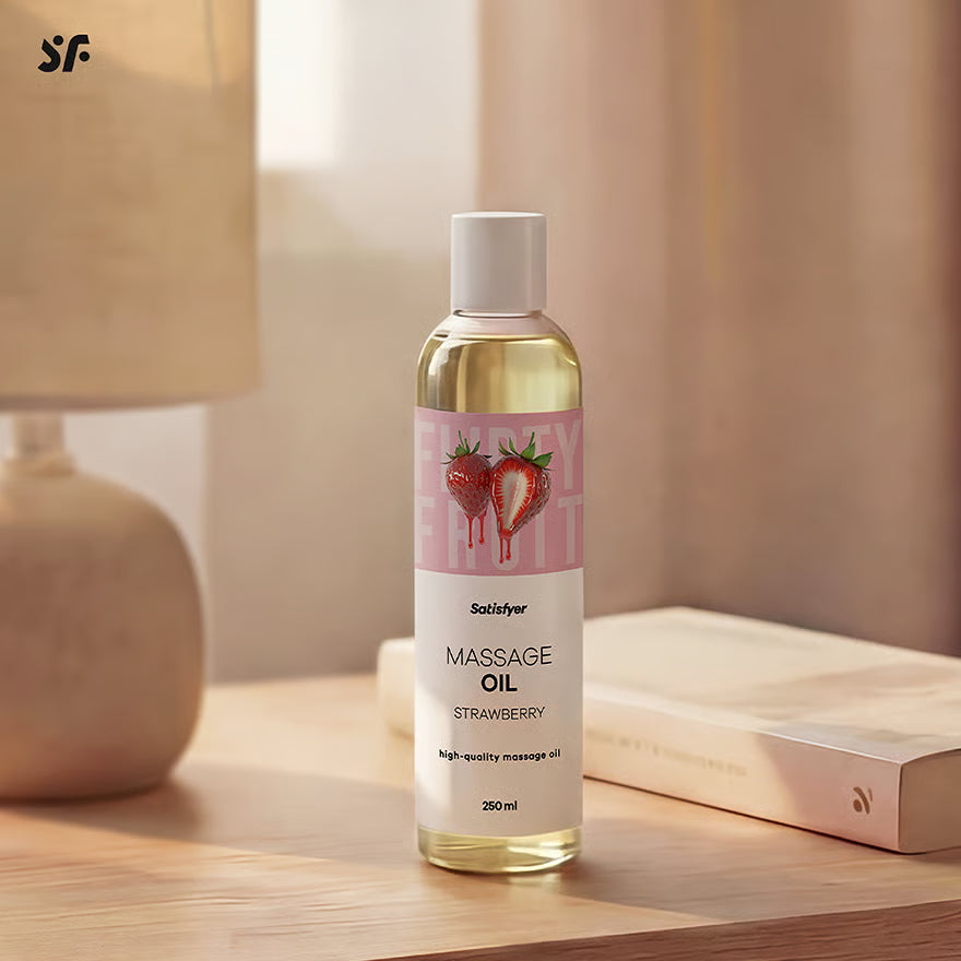 SATISFYER Massageöl - Erdbeer-Aroma - für alle Hauttypen (250 ml)