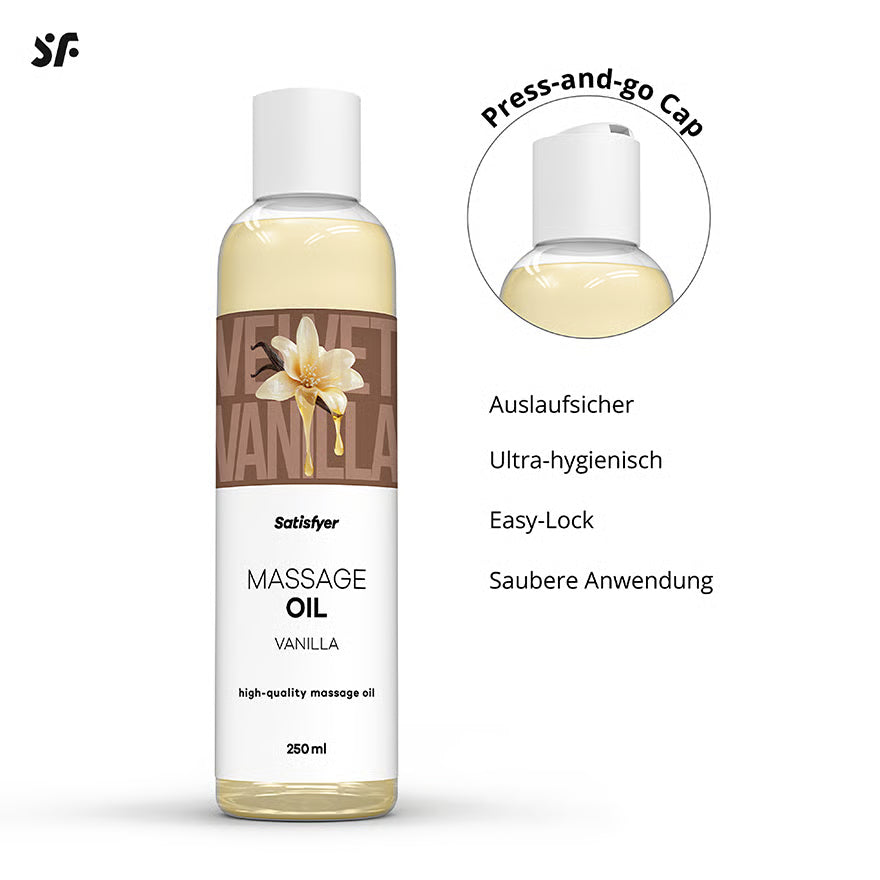 SATISFYER Massageöl - Vanille-Aroma - für alle Hauttypen (250 ml)