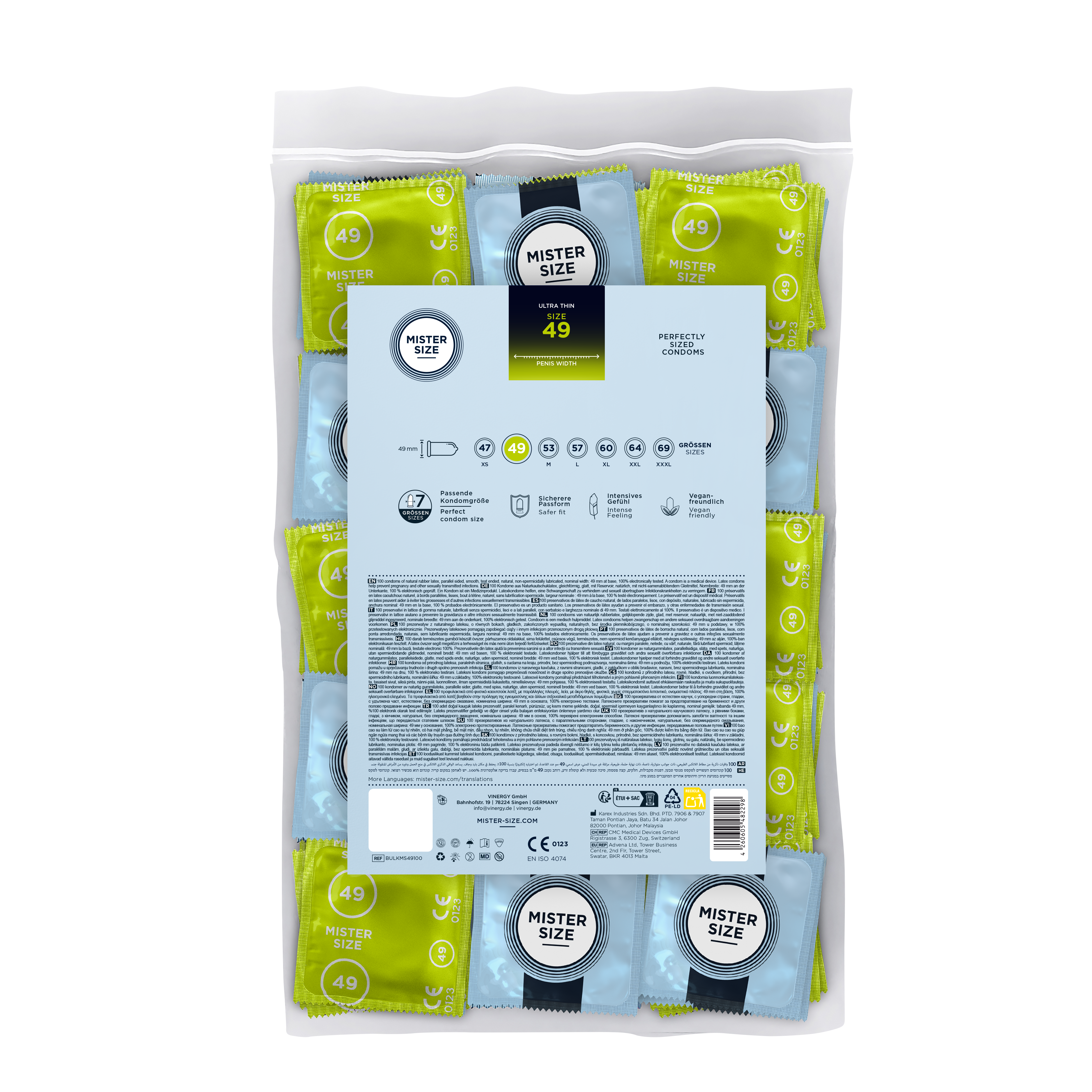 Préservatifs en latex de caoutchouc naturel - extra fins & ultra-sensibles (Ø 49mm/100pc) par Mister Size