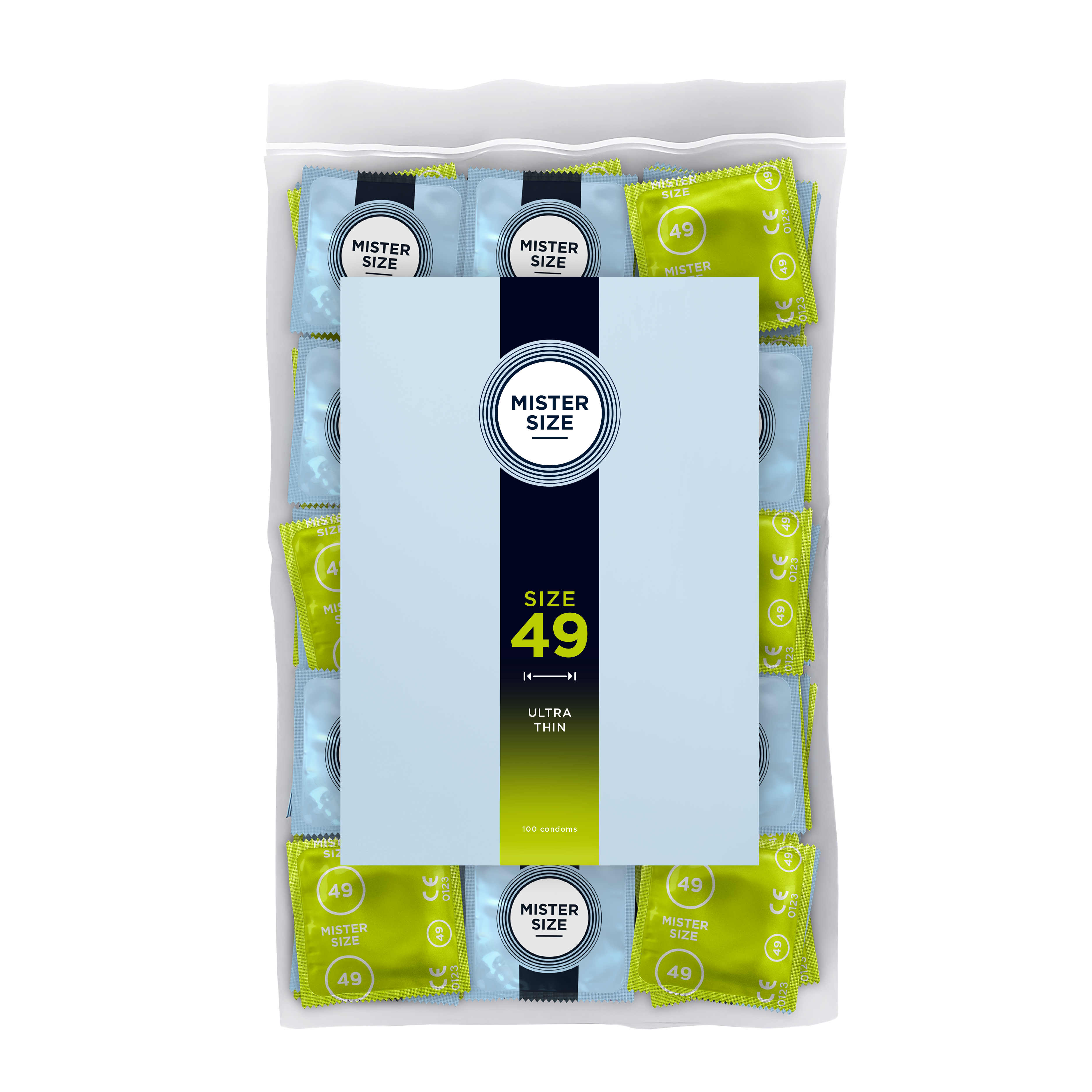 Préservatifs en latex de caoutchouc naturel - extra fins & ultra-sensibles (Ø 49mm/100pc) par Mister Size