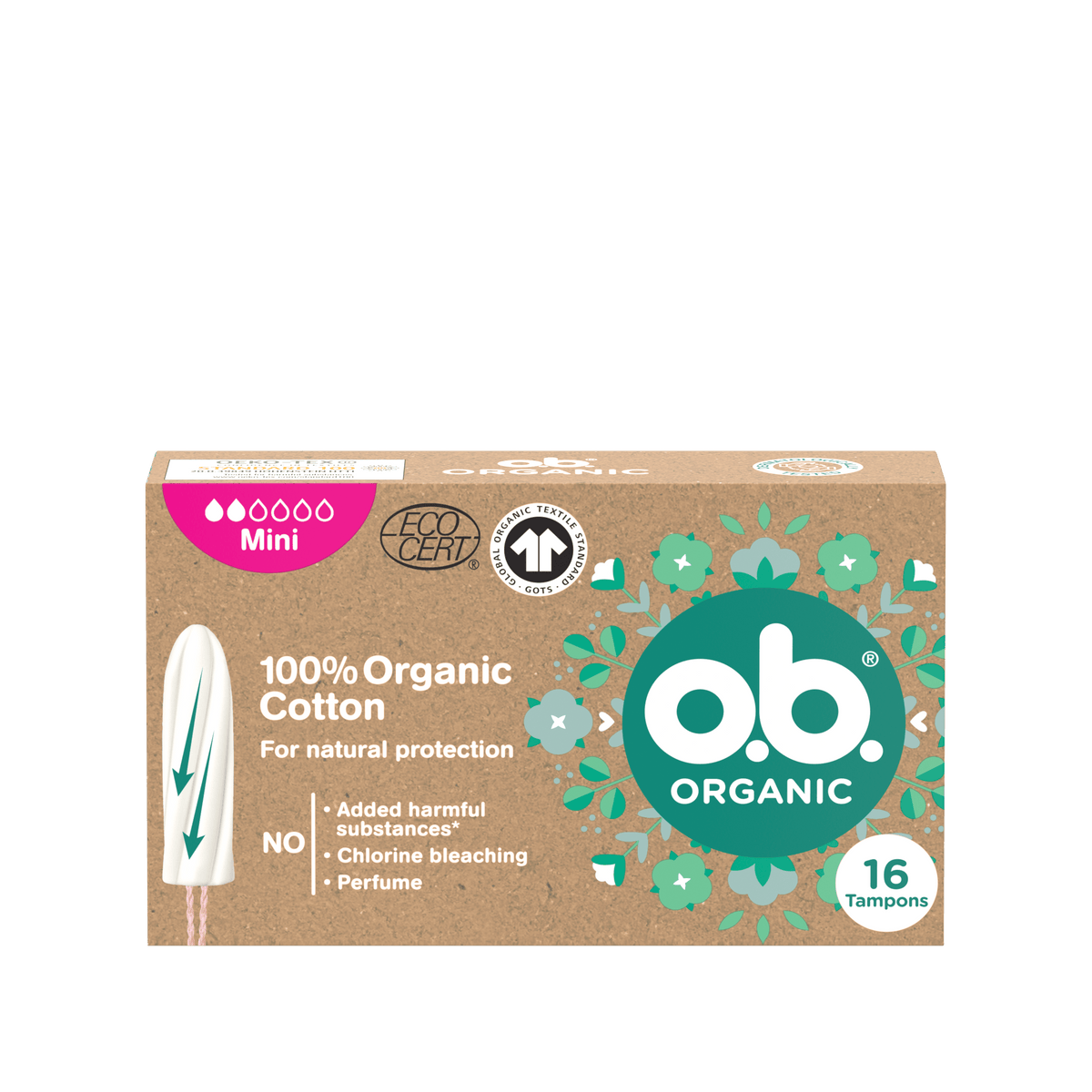 Tampons « Organic Mini 16 unités » – En 100 % coton bio de o.b.®